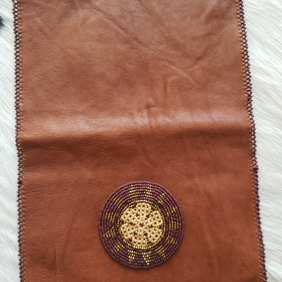 NEW Artist Designed soft leather wallet passport case billfold Hand Beaded. Wow! - Picture 7 of 10